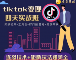tiktok变现四天实战班，连怼技术+矩阵玩法赚美金！价值998元-第一资源库