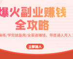 爆火副业赚钱全攻略：实打实演练/学完就能用/全渠道赚钱，带普通人月入３万元-第一资源库