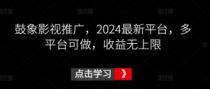 鼓象影视推广，2024最新平台，多平台可做，收益无上限【揭秘】-第一资源库