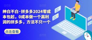 拼多多2024零成本包起，0成本做一个高利润的拼多多，方法不只一个-第一资源库