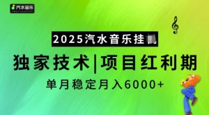 2025汽水音乐挂JI，独家技术，项目红利期，稳定月入5k【揭秘】-第一资源库